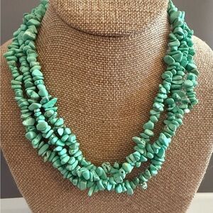 Estate Green Colored Howlite Triple Strand Gemstone Necklace Barely Worn